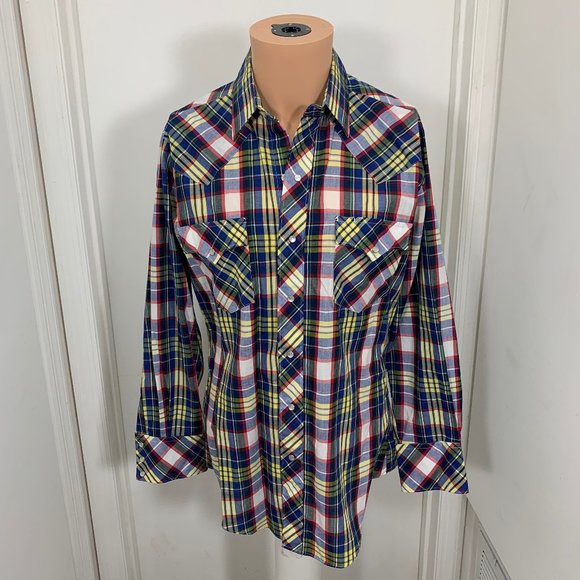 Vintage ATB Authentic Western snap Shirt 15 1/2 - Picture 1 of 4
